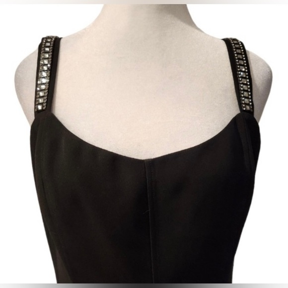Evan Picone Black Cocktail Dress with Rhinestone Detailed Straps size 14 - Picture 4 of 10